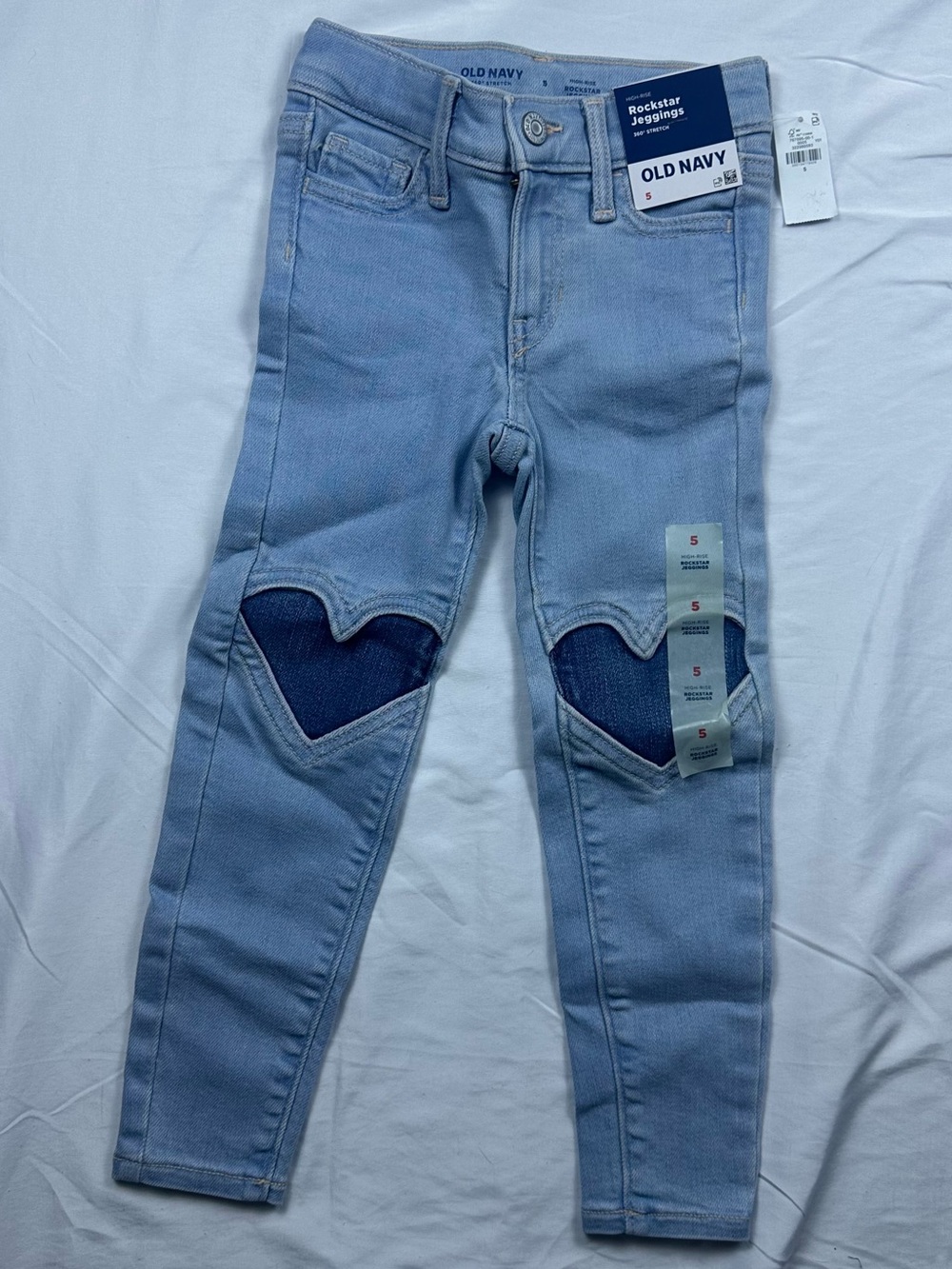 NWT Old Navy High-Rise 360 Stretch Rockstar Knee-Patch Jeggings Girls 5T